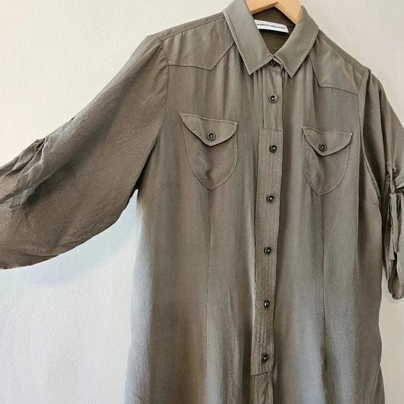 Maryan Mehlhorn Silk Green Quarter Sleeve Mini Dress Size Small. - Picture 4 of 16